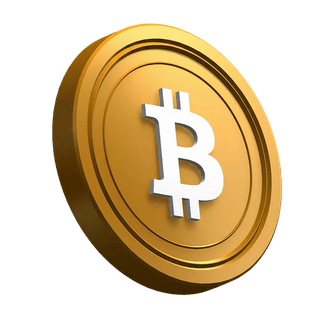 Slanted Bitcoin (BTC) coin in the hero section layout