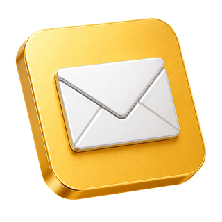 Decorative 3D icon of a mail envelope on the contact us page